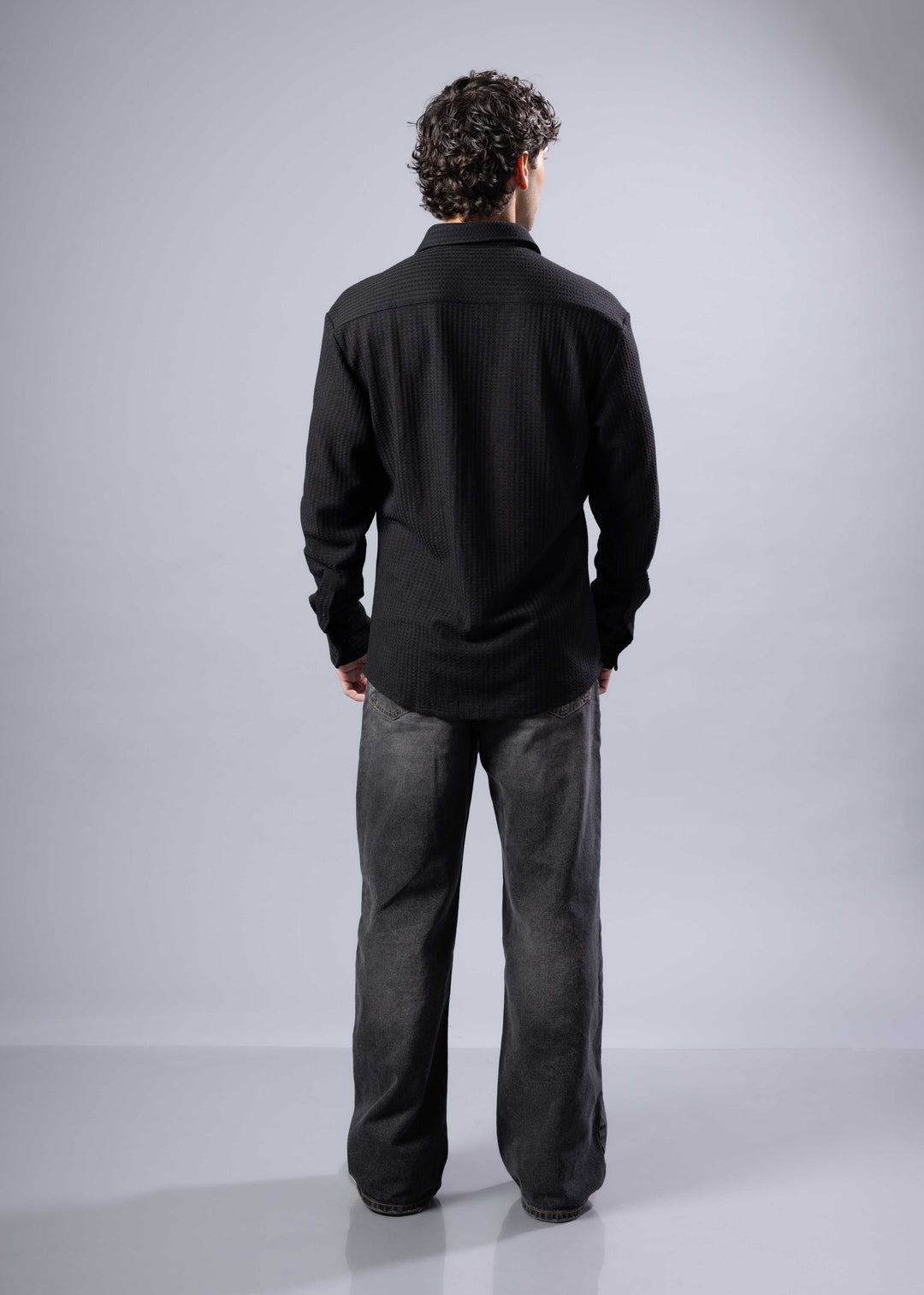 Textured Waffle Button-Up Shirt – Casual Fit