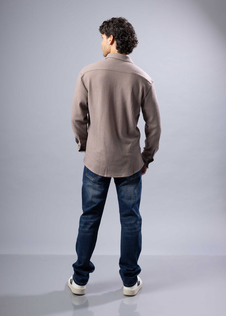 Textured Waffle Button-Up Shirt – Casual Fit