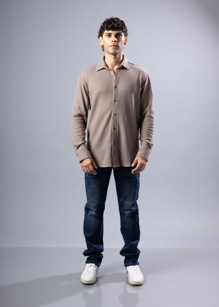 Textured Waffle Button-Up Shirt – Casual Fit