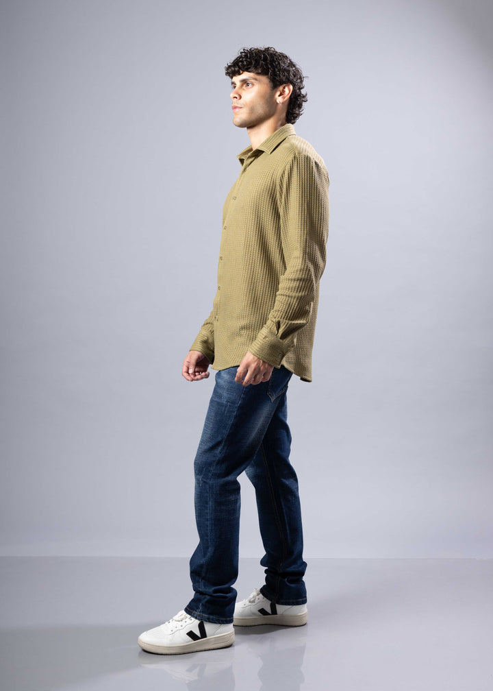 Textured Waffle Button-Up Shirt – Casual Fit