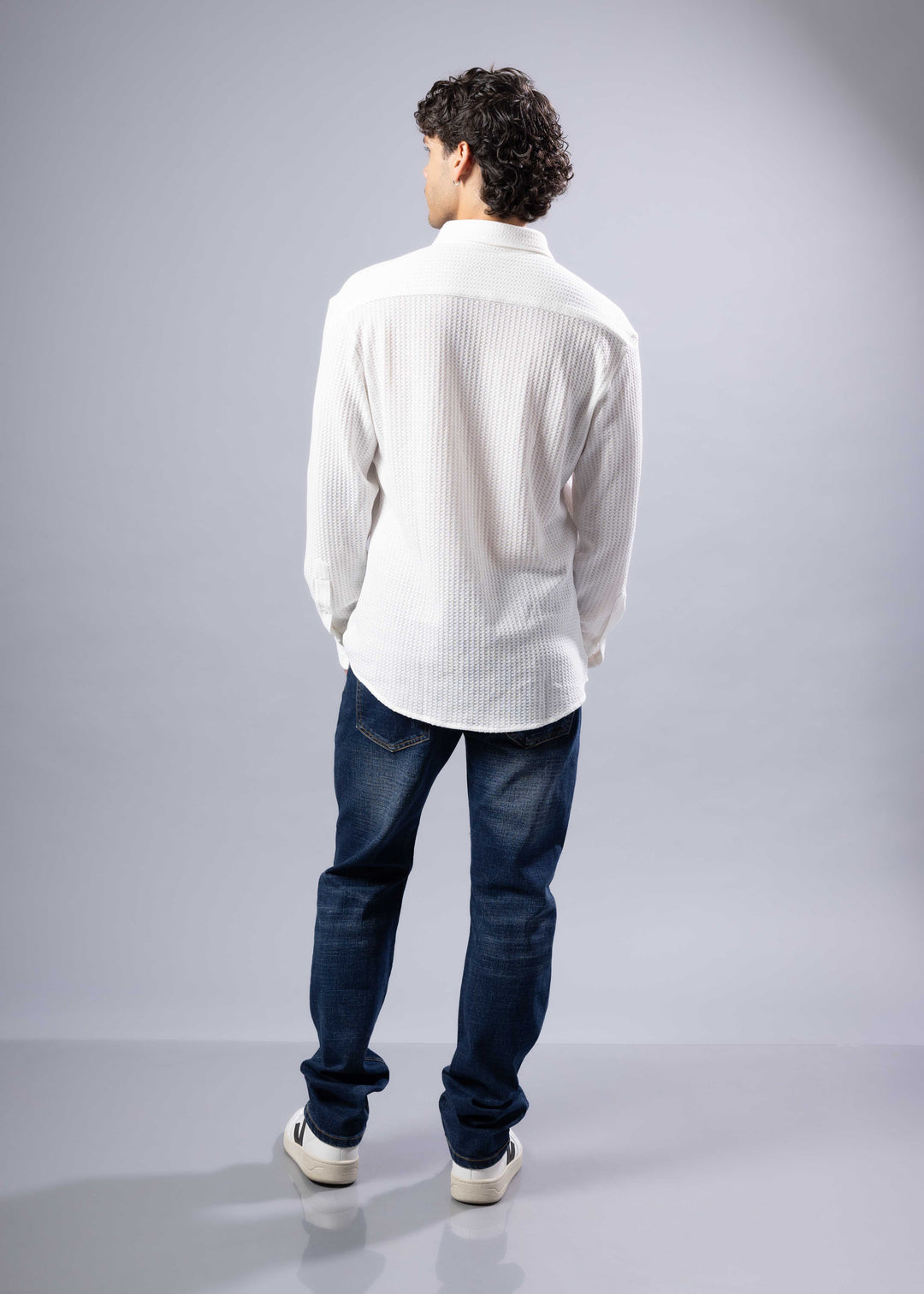 Textured Waffle Button-Up Shirt – Casual Fit