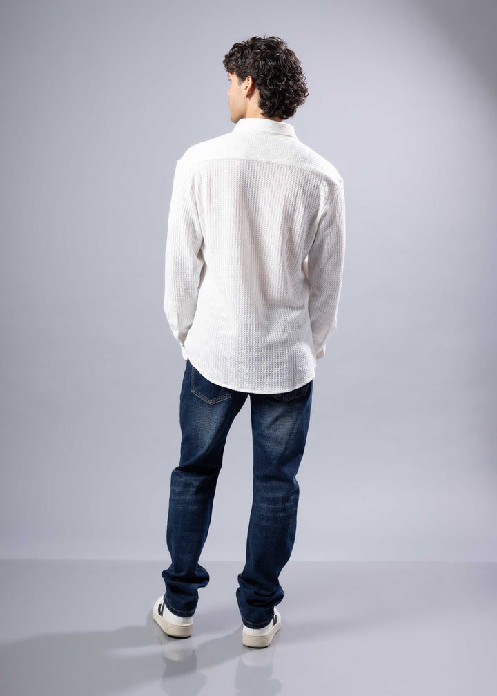 Textured Waffle Button-Up Shirt – Casual Fit