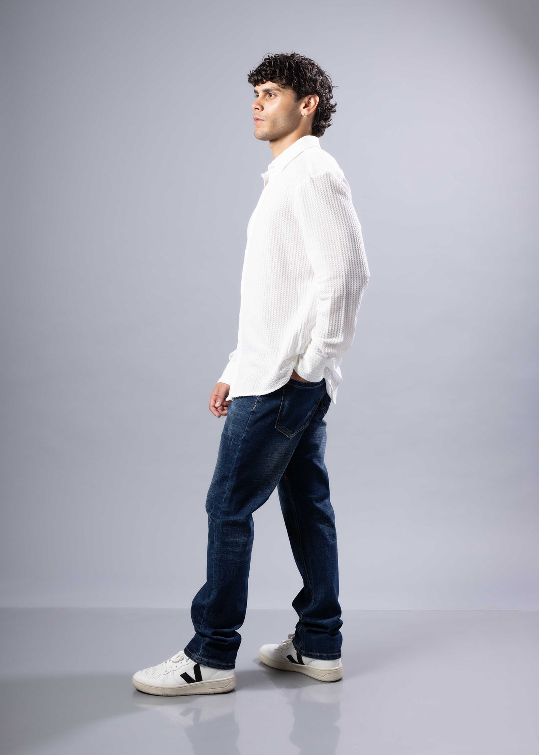 Textured Waffle Button-Up Shirt – Casual Fit