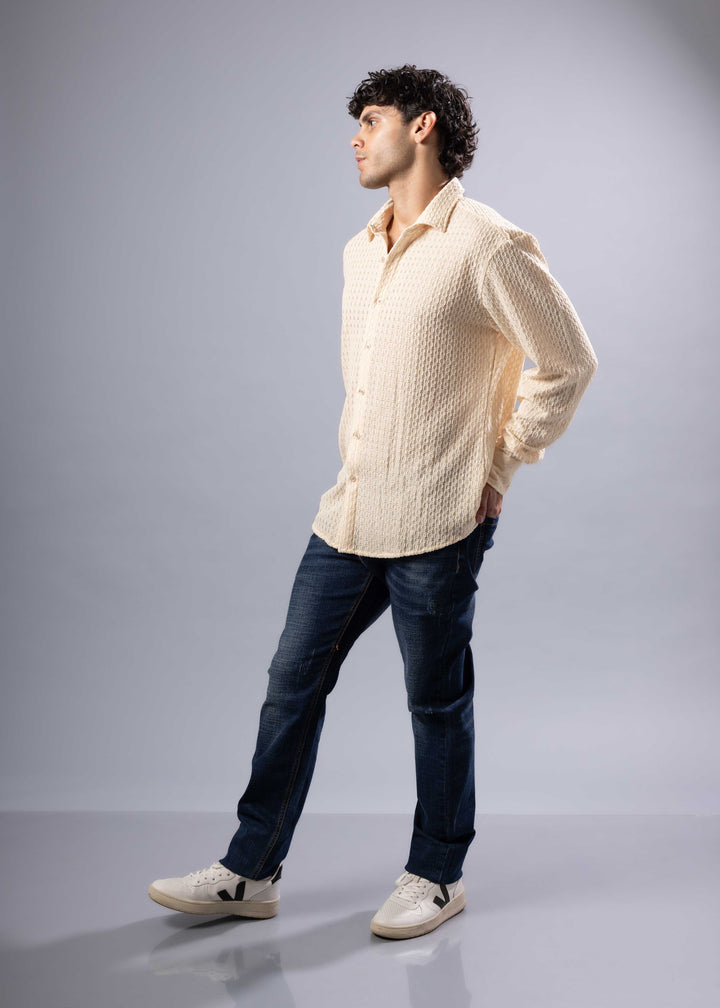 Diamond-Knit Long Sleeve Shirt