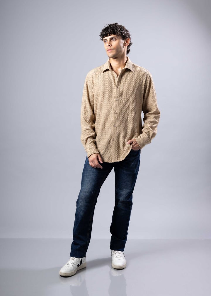 Diamond-Knit Long Sleeve Shirt