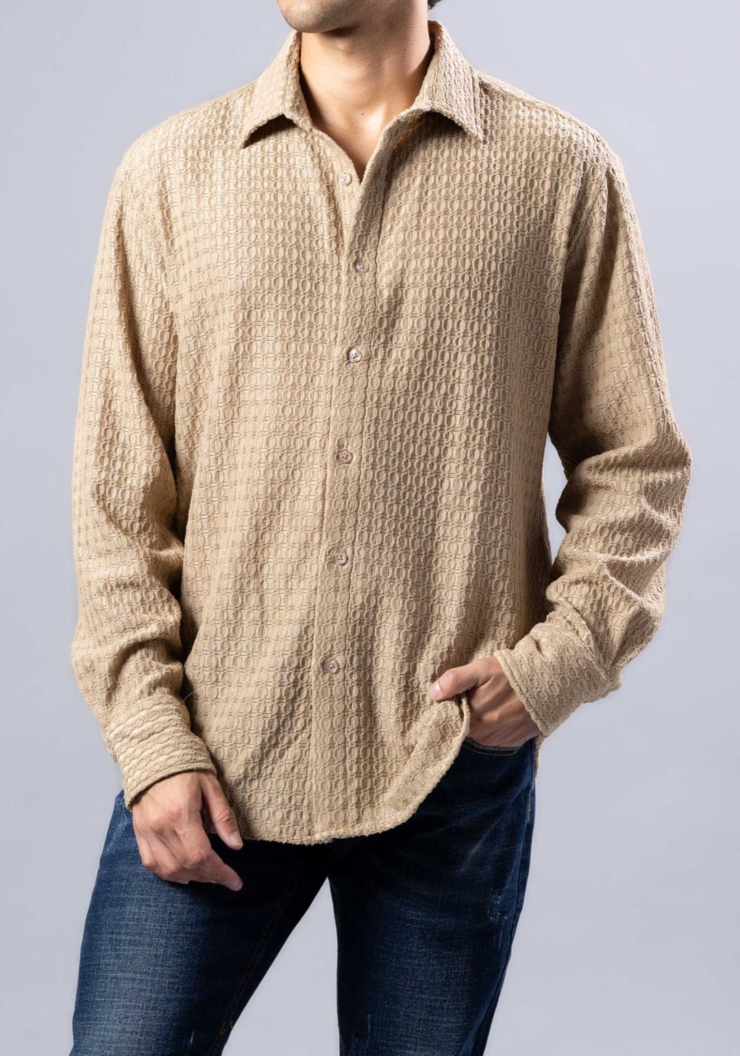 Diamond-Knit Long Sleeve Shirt