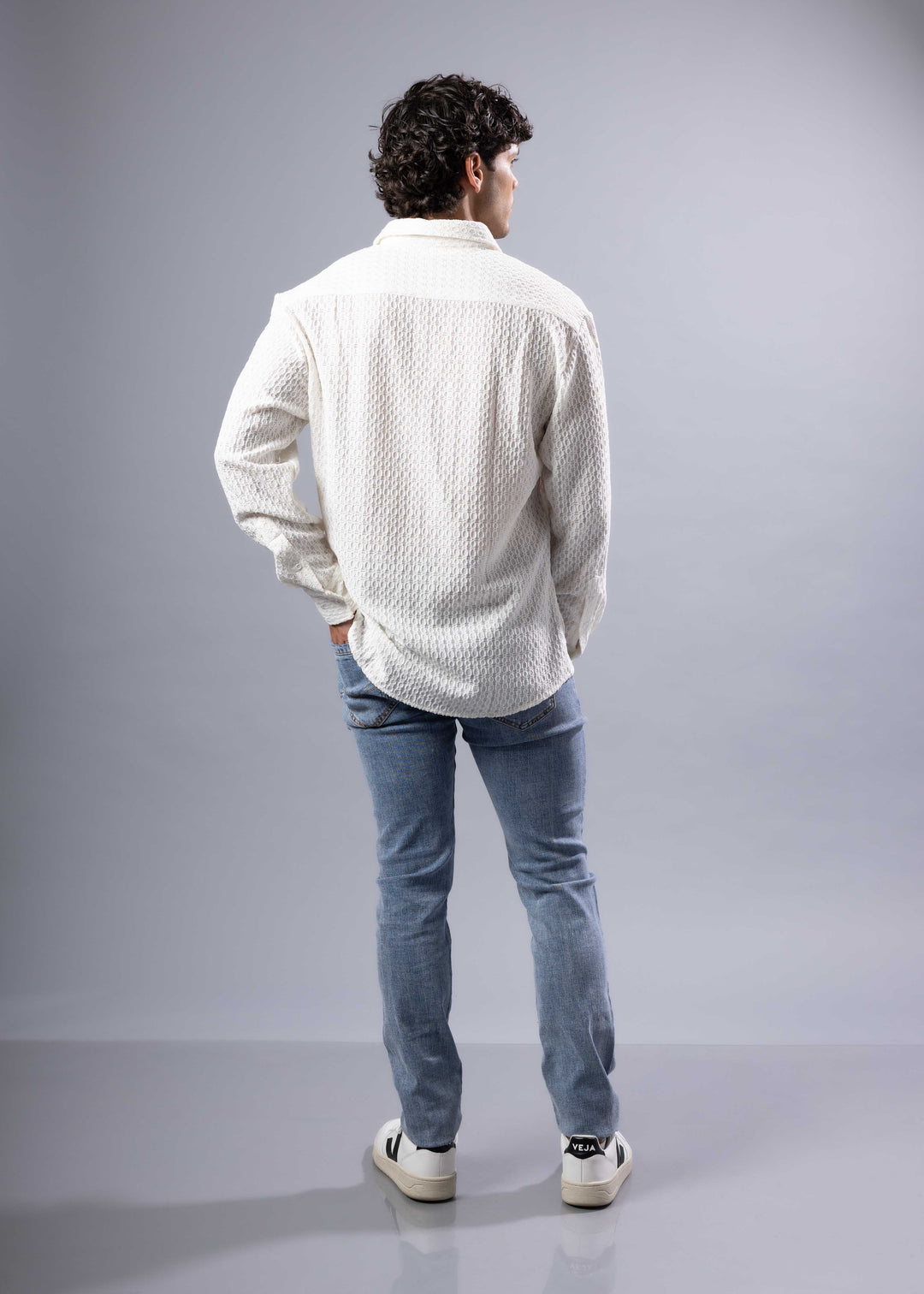 Diamond-Knit Long Sleeve Shirt
