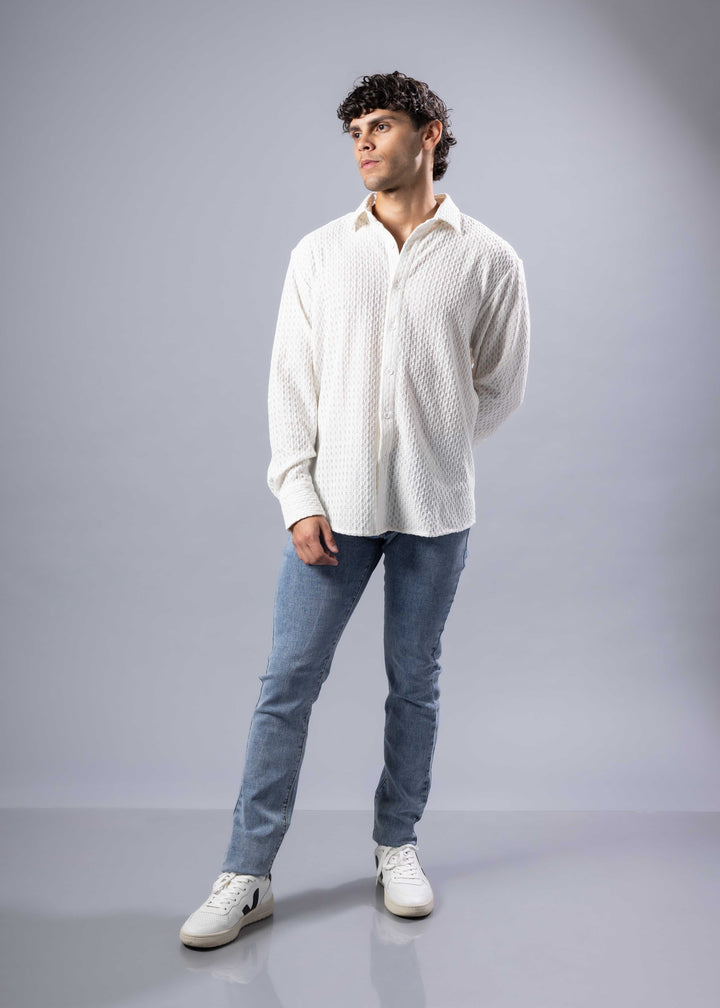 Diamond-Knit Long Sleeve Shirt
