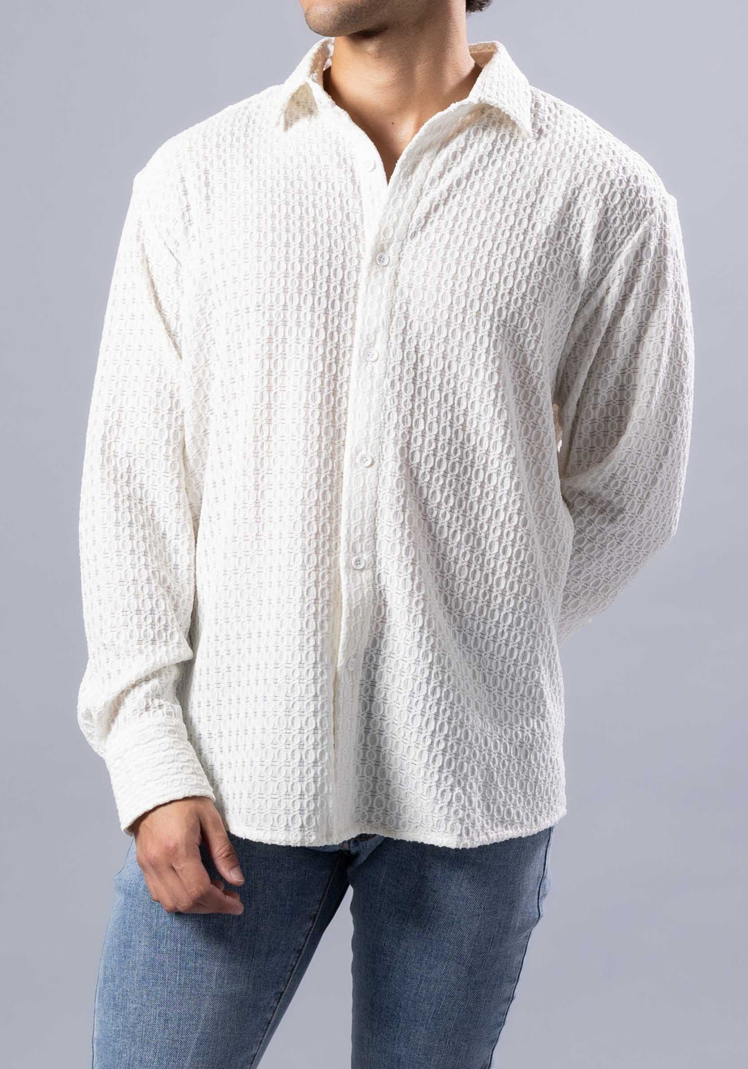 Diamond-Knit Long Sleeve Shirt