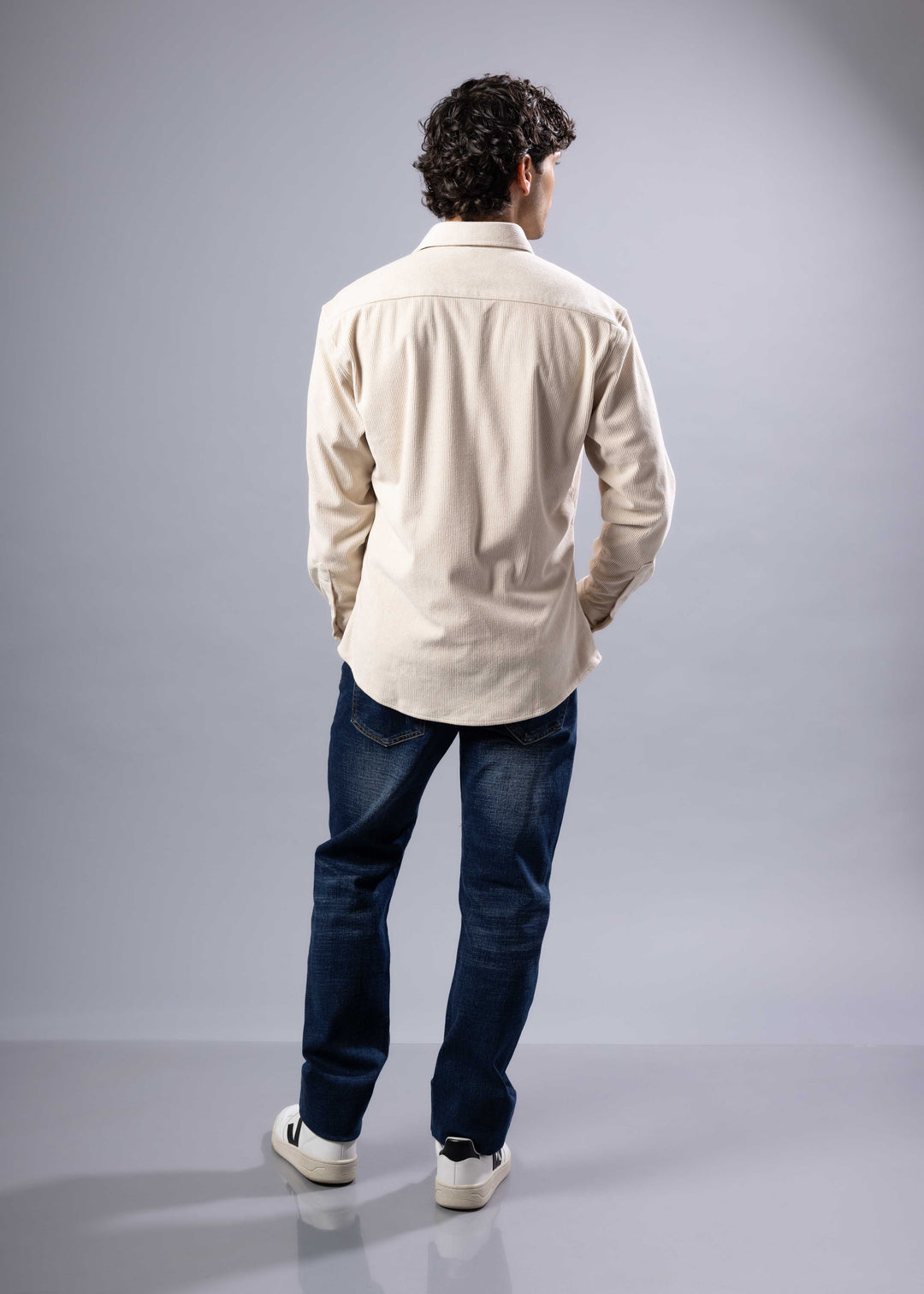 Corduroy Textured Button-Up Long Sleeve Shirt