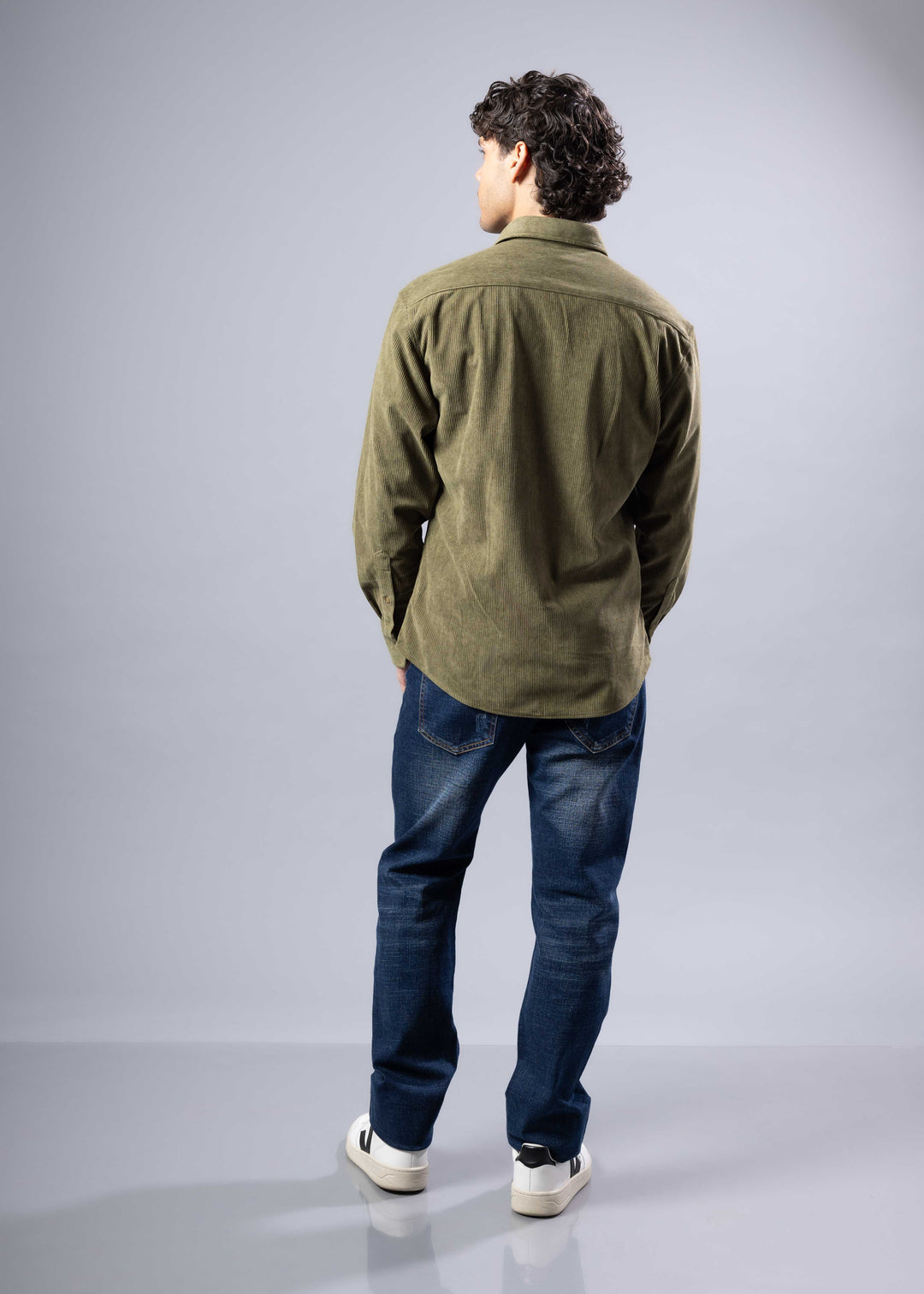 Corduroy Textured Button-Up Long Sleeve Shirt