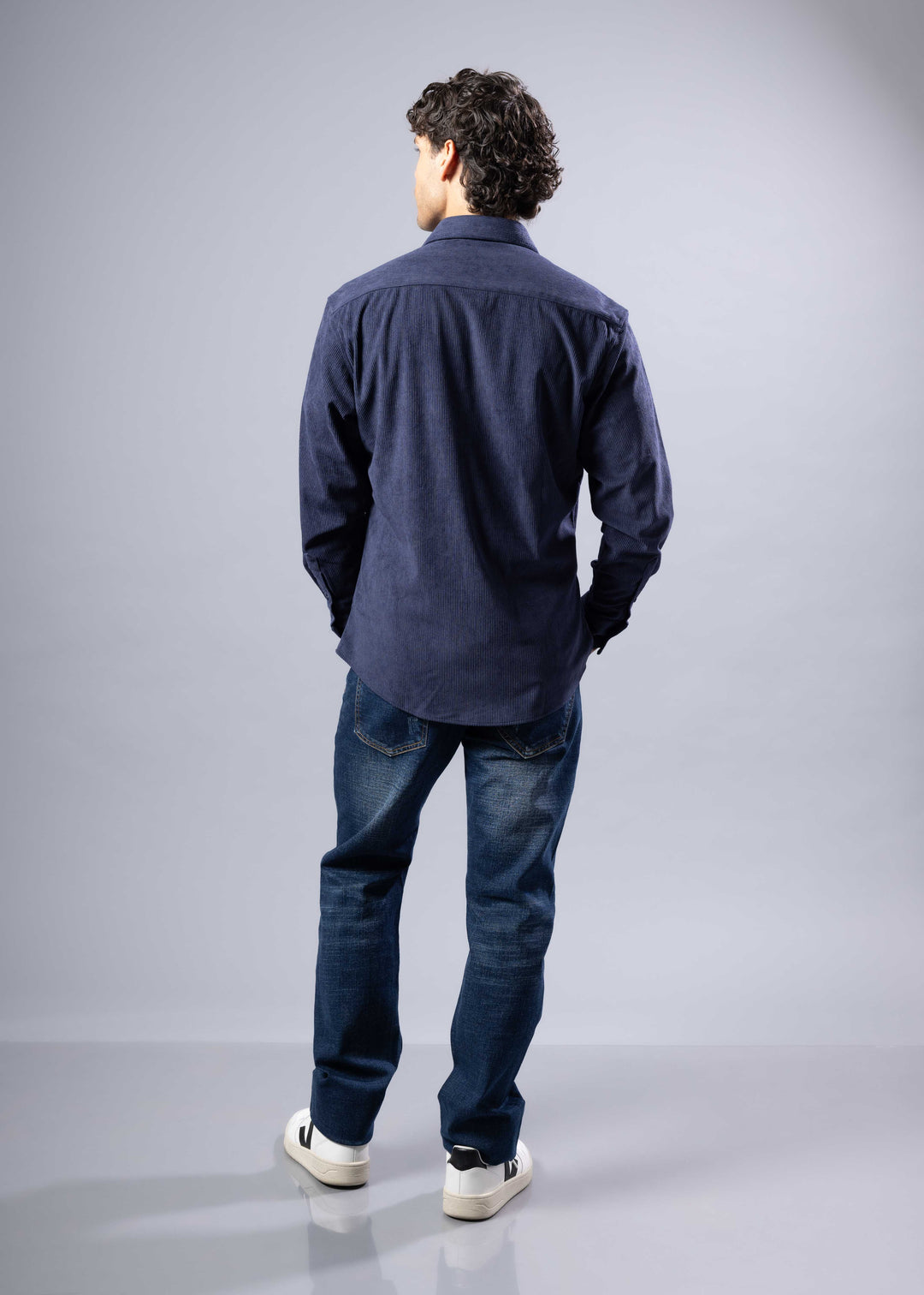 Corduroy Textured Button-Up Long Sleeve Shirt