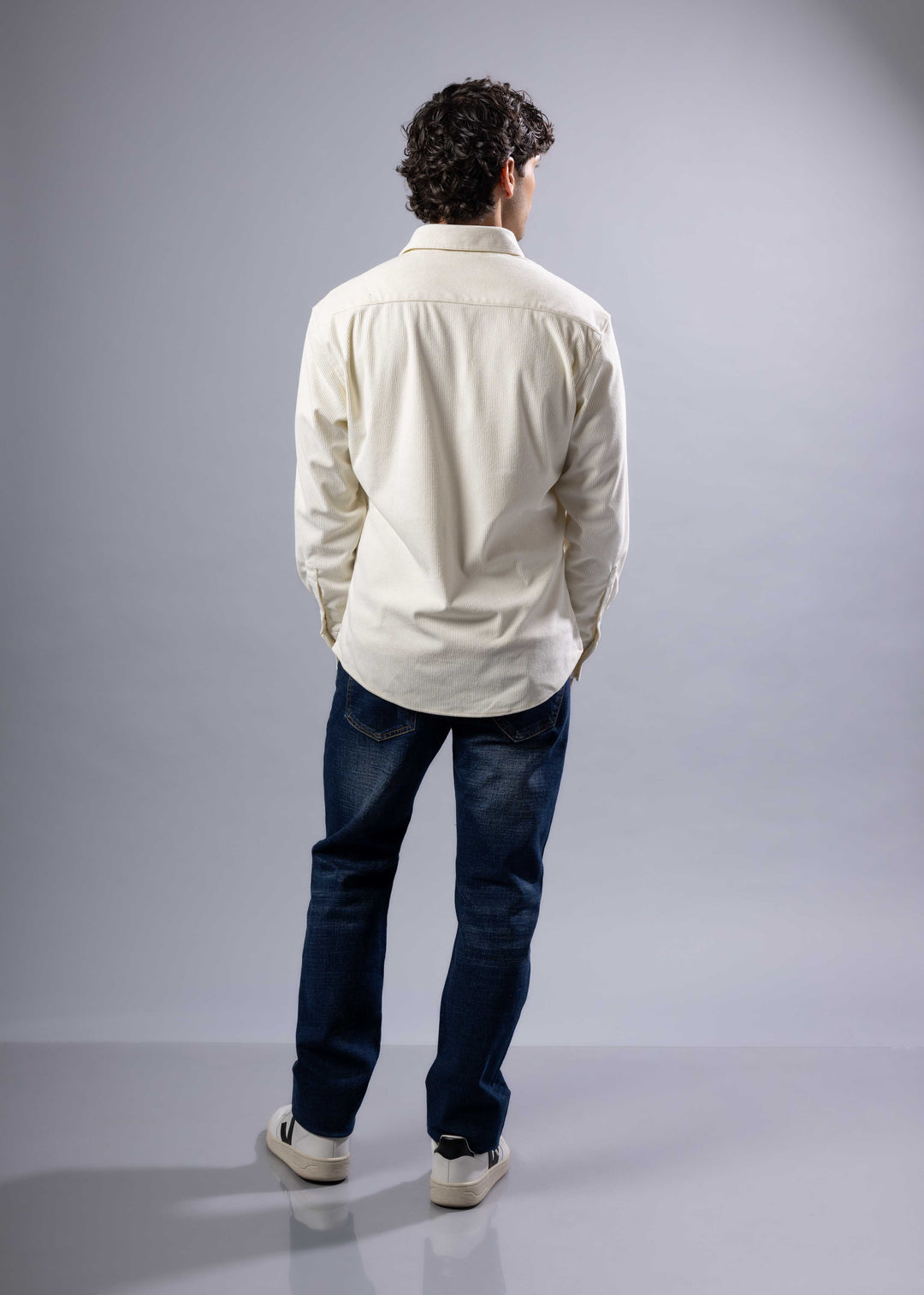 Corduroy Textured Button-Up Long Sleeve Shirt