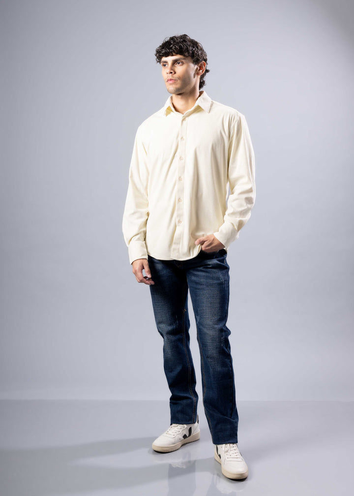 Corduroy Textured Button-Up Long Sleeve Shirt