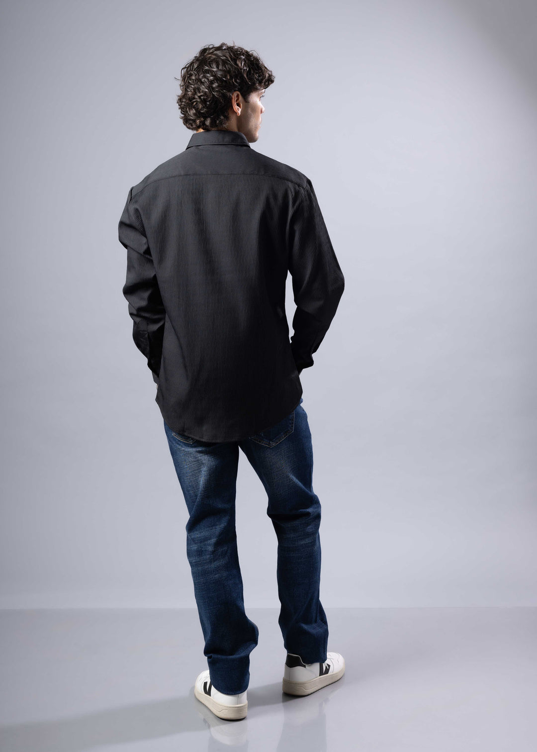 Textured Weave Modern Fit Long Sleeve Shirt