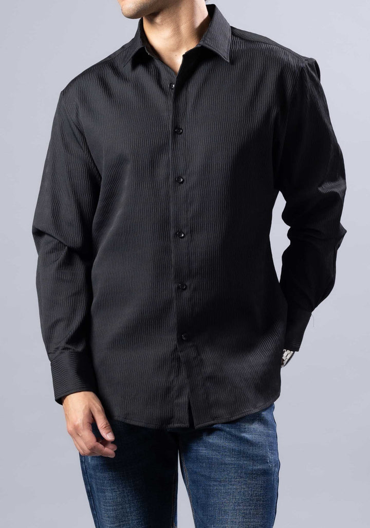 Textured Weave Modern Fit Long Sleeve Shirt