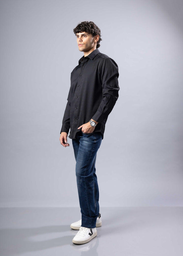 Textured Weave Modern Fit Long Sleeve Shirt