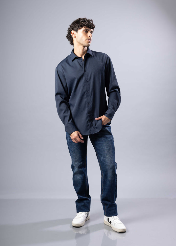 Textured Weave Modern Fit Long Sleeve Shirt