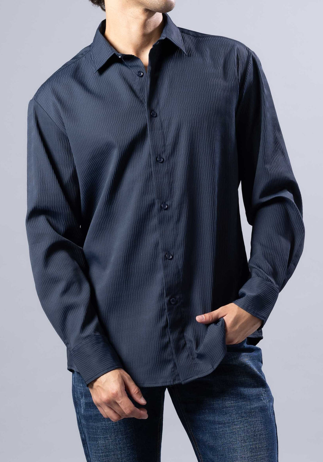Textured Weave Modern Fit Long Sleeve Shirt