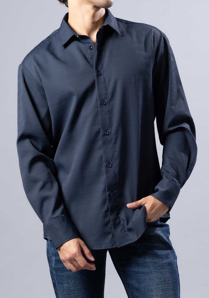 Textured Weave Modern Fit Long Sleeve Shirt