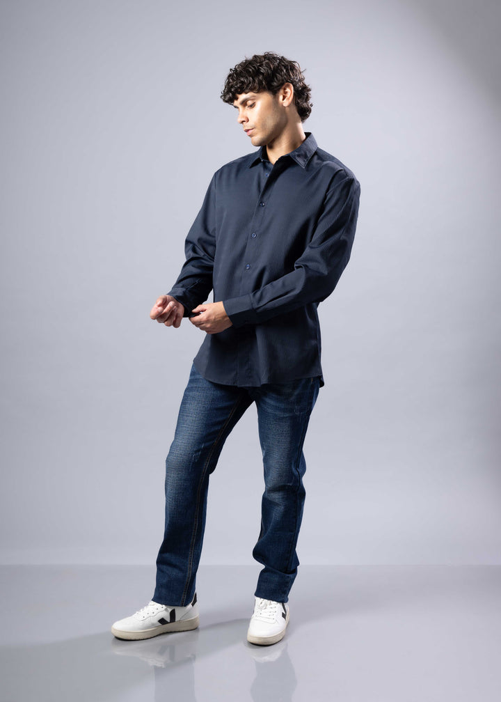 Textured Weave Modern Fit Long Sleeve Shirt