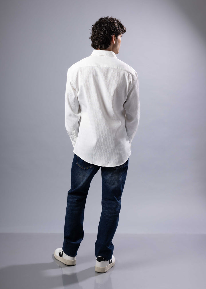 Textured Weave Modern Fit Long Sleeve Shirt