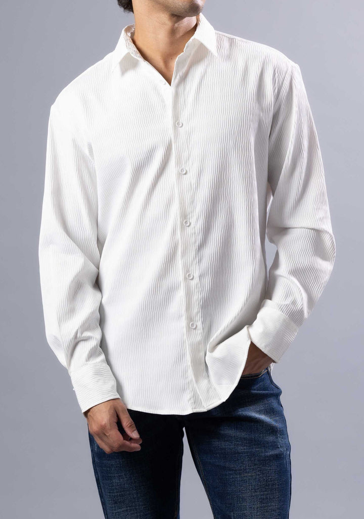 Textured Weave Modern Fit Long Sleeve Shirt