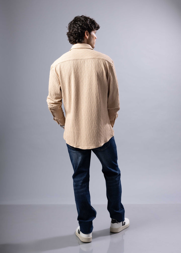 'Elio' Textured Cable-Knit Button-Up Shirt