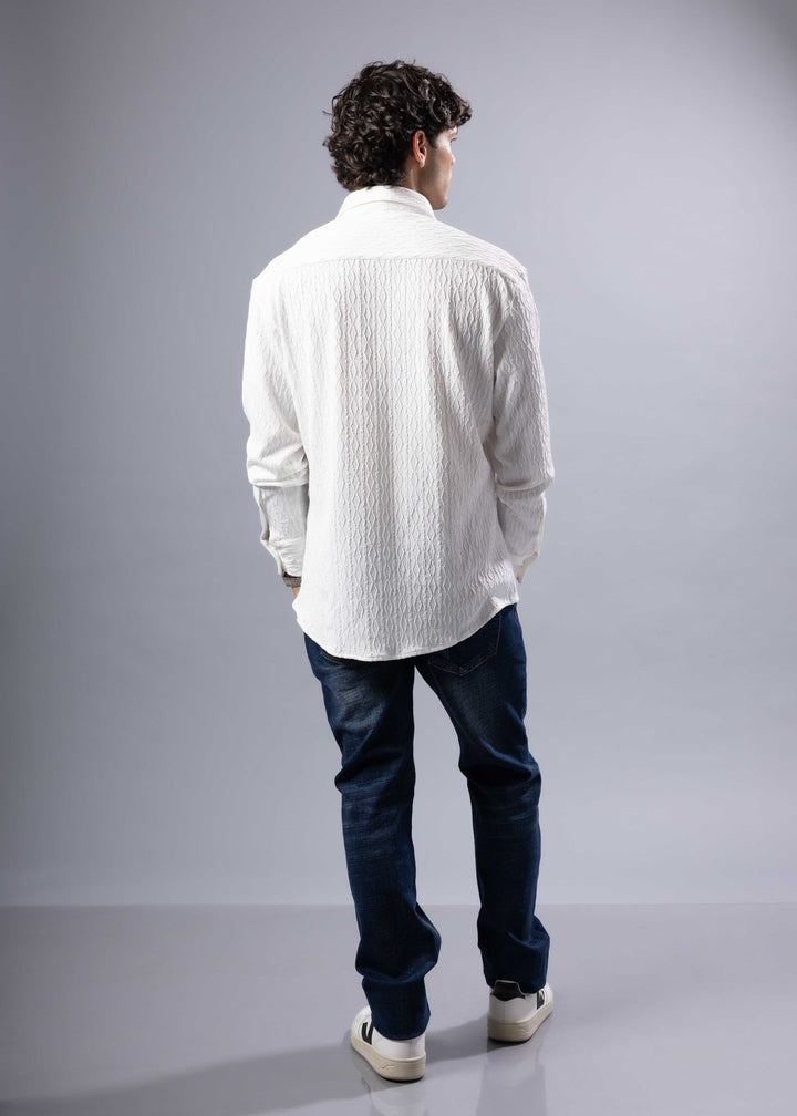 'Elio' Textured Cable-Knit Button-Up Shirt