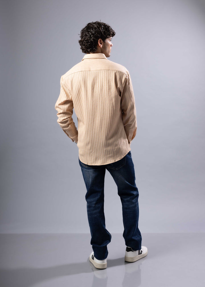 Textured Vertical Stripe Button-Up Shirt