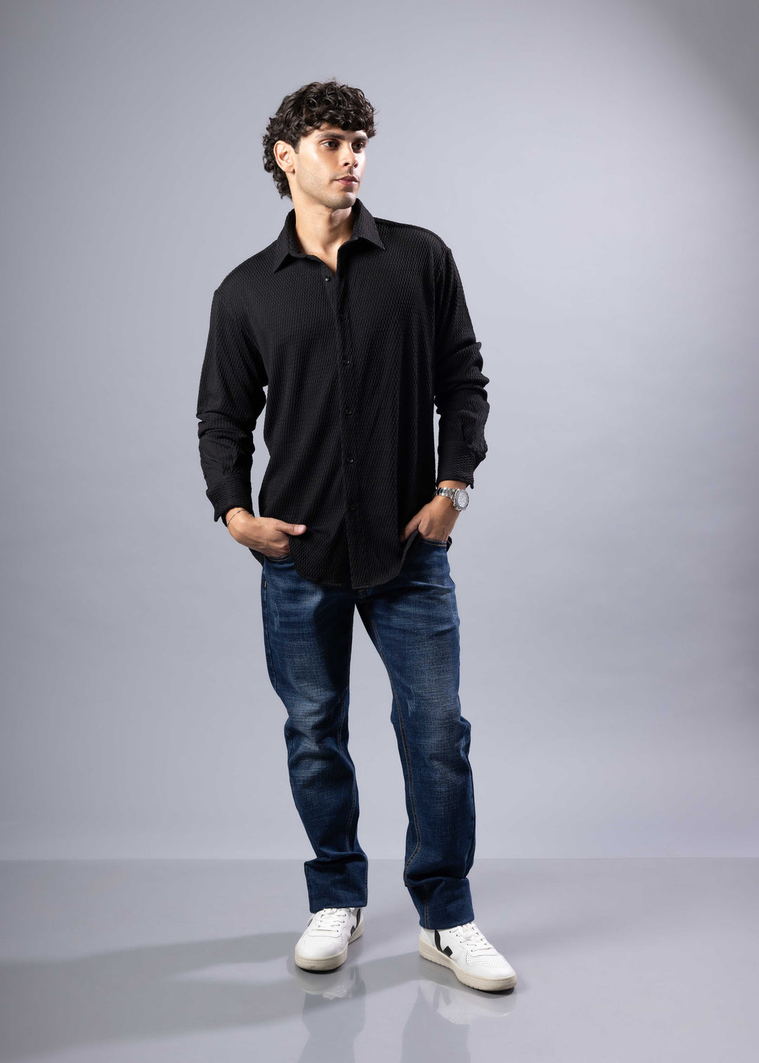 The Rocco Textured Long Sleeve Shirt – Casual Luxe Menswear