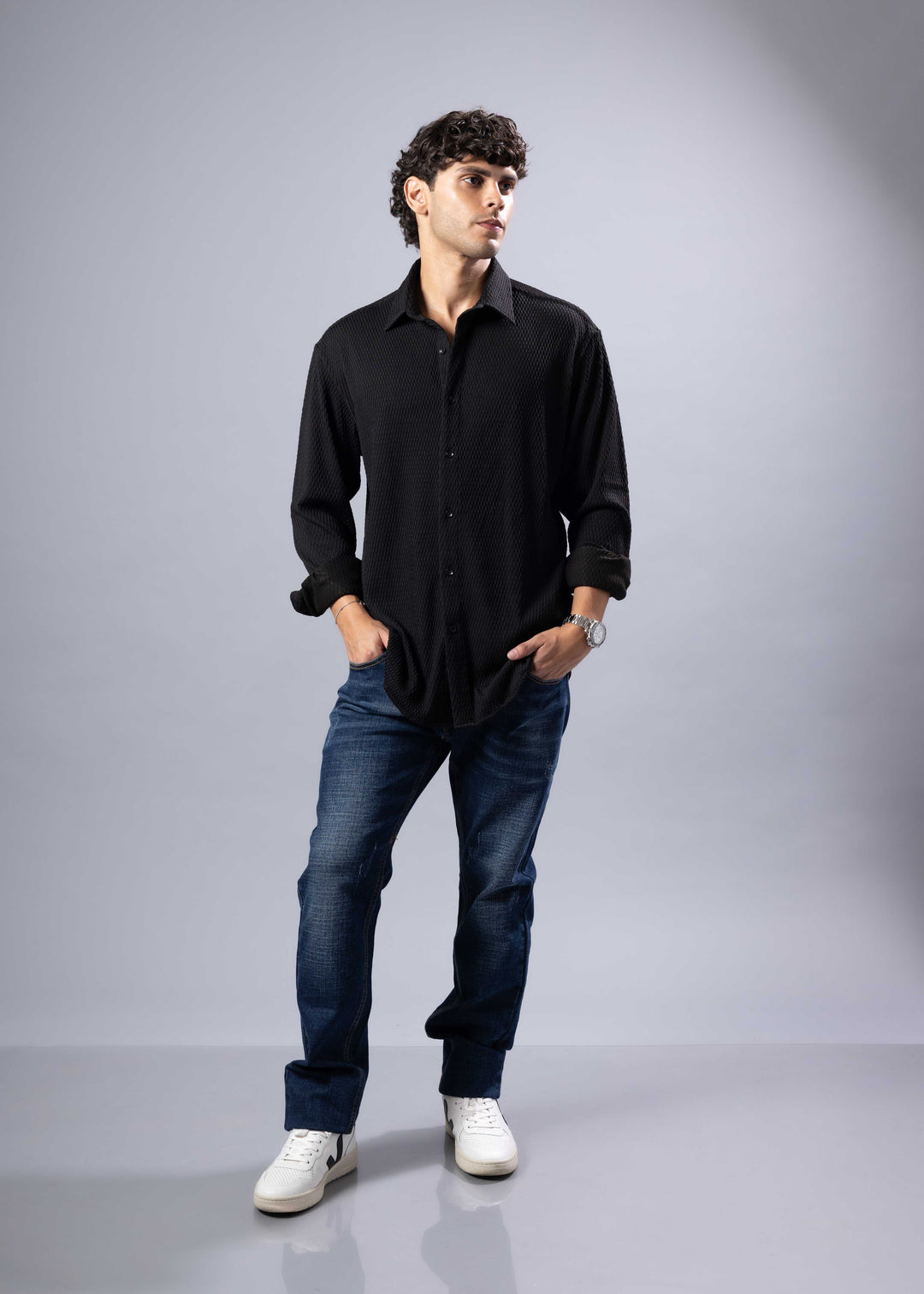 The Rocco Textured Long Sleeve Shirt – Casual Luxe Menswear