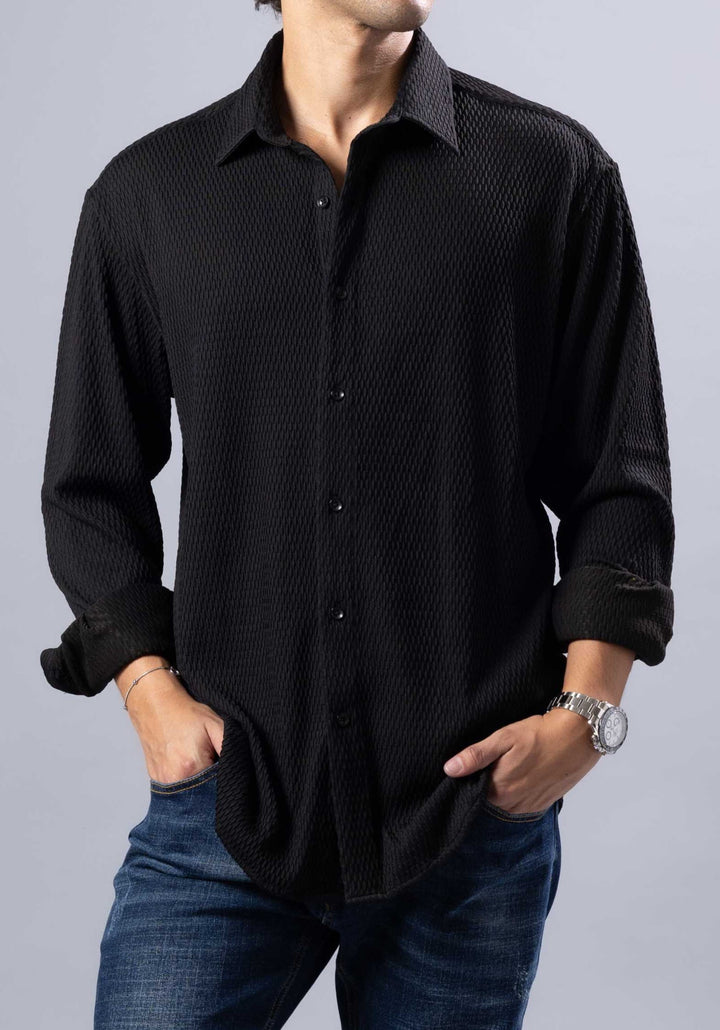The Rocco Textured Long Sleeve Shirt – Casual Luxe Menswear