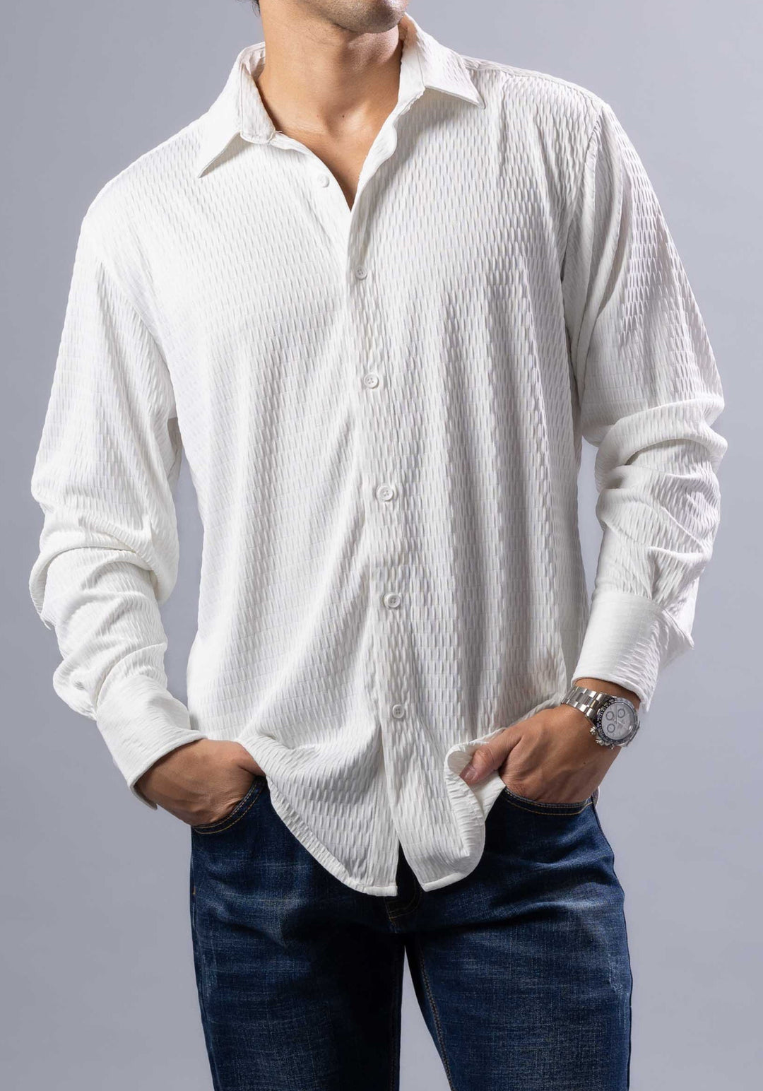 The Rocco Textured Long Sleeve Shirt – Casual Luxe Menswear