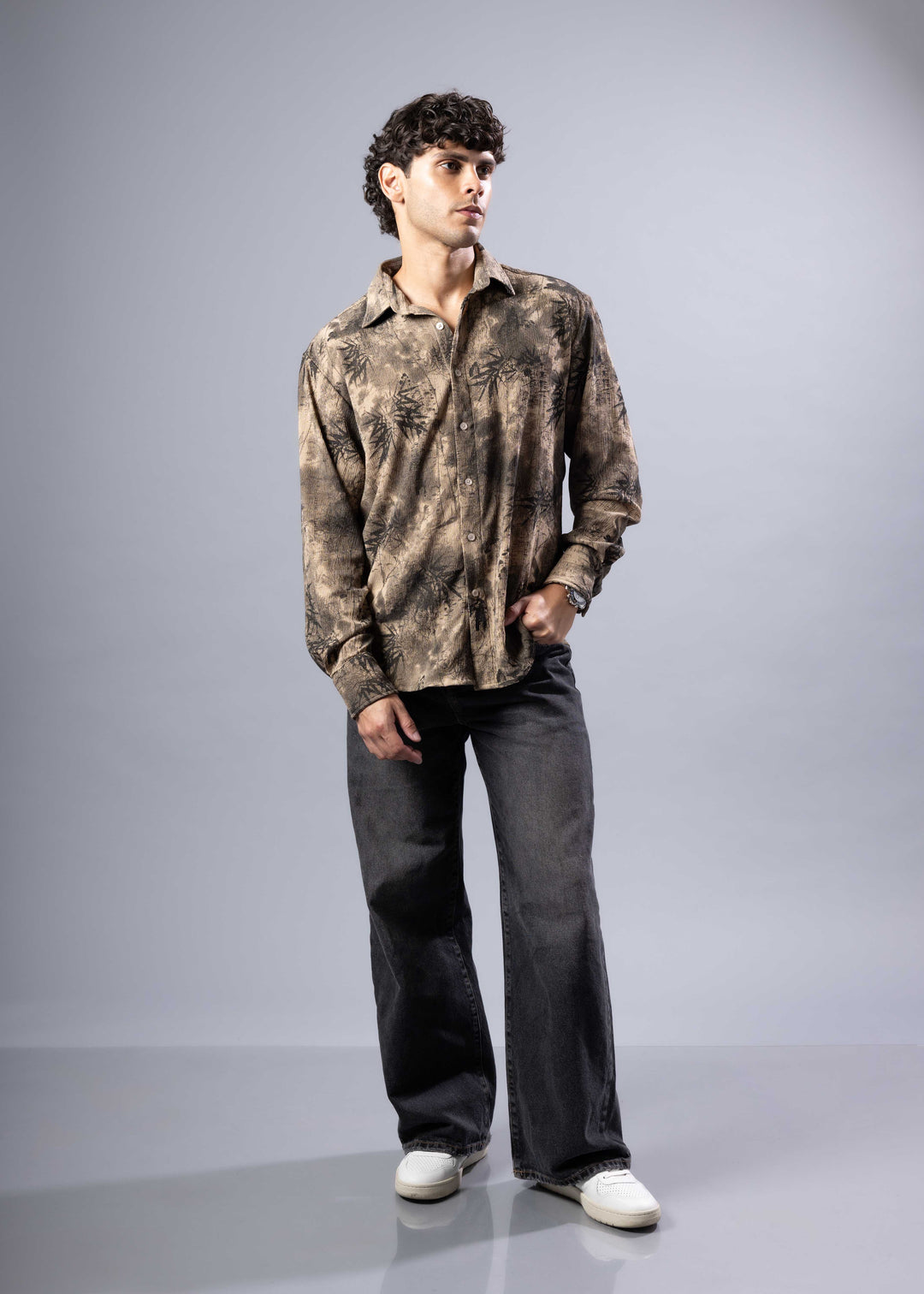 Palm Print Long Sleeve Shirt – Relaxed Fit