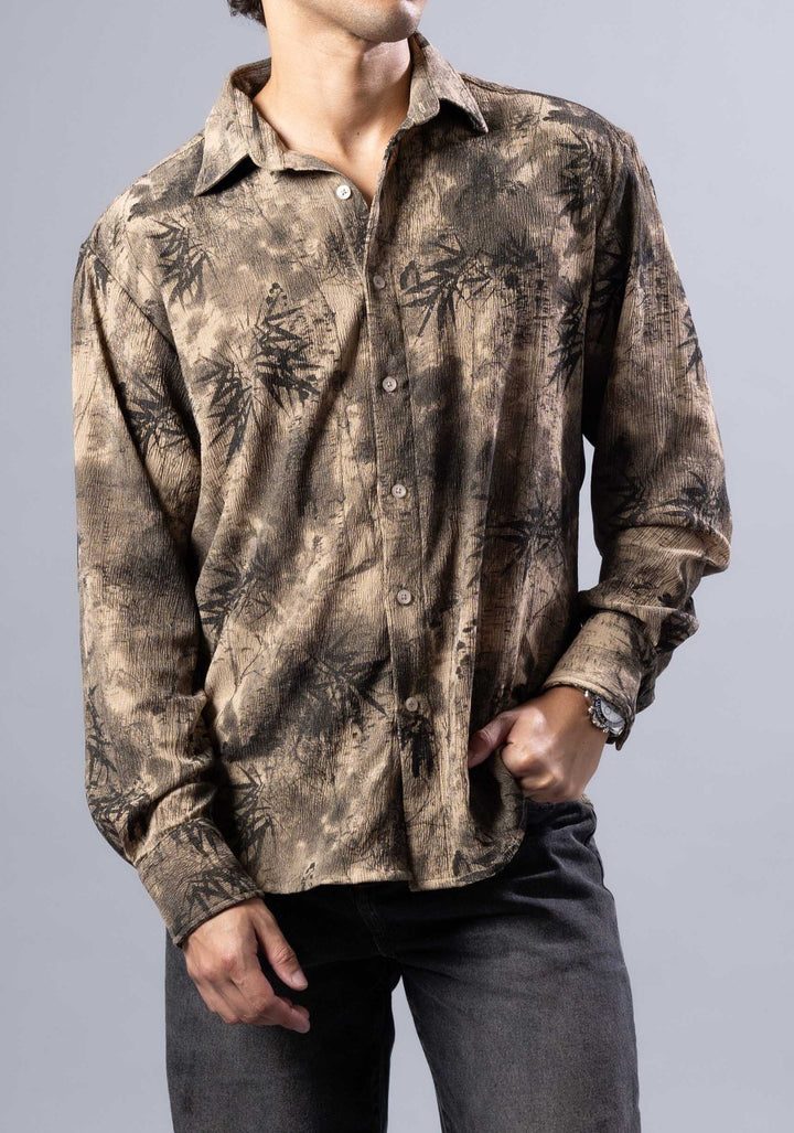 Palm Print Long Sleeve Shirt – Relaxed Fit
