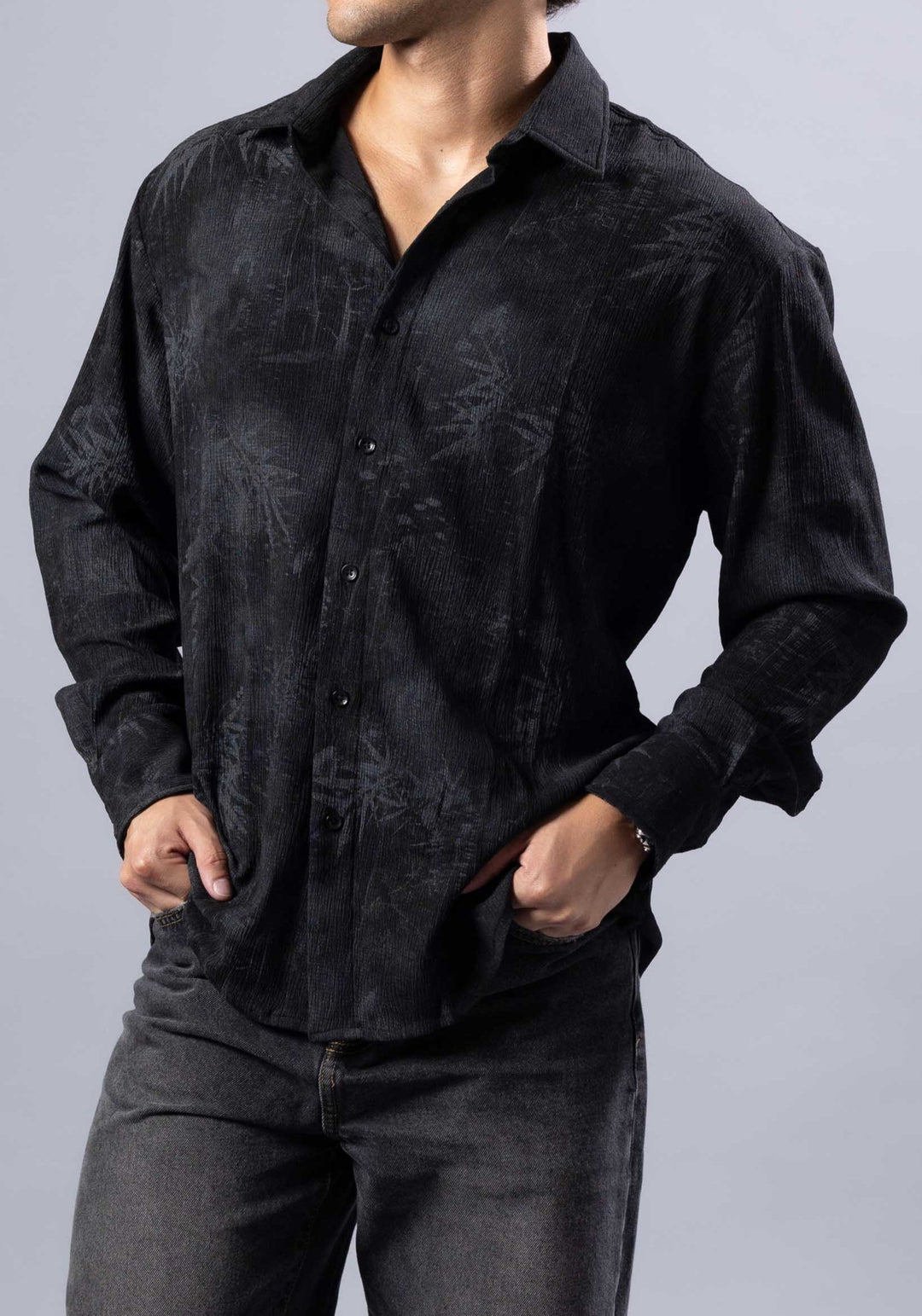 Palm Print Long Sleeve Shirt – Relaxed Fit