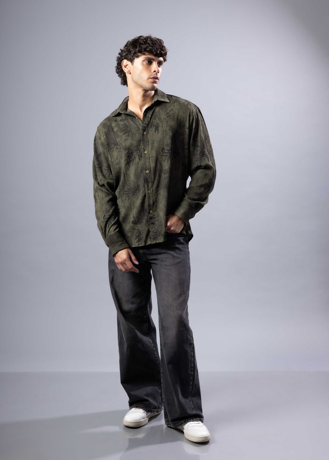 Palm Print Long Sleeve Shirt – Relaxed Fit