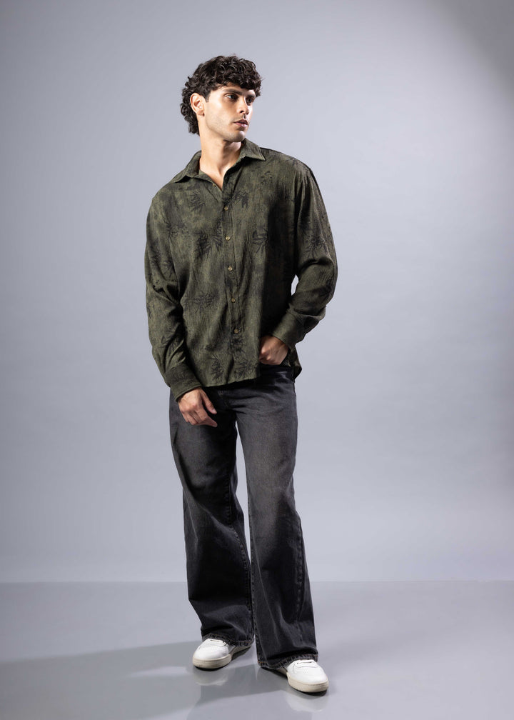 Palm Print Long Sleeve Shirt – Relaxed Fit