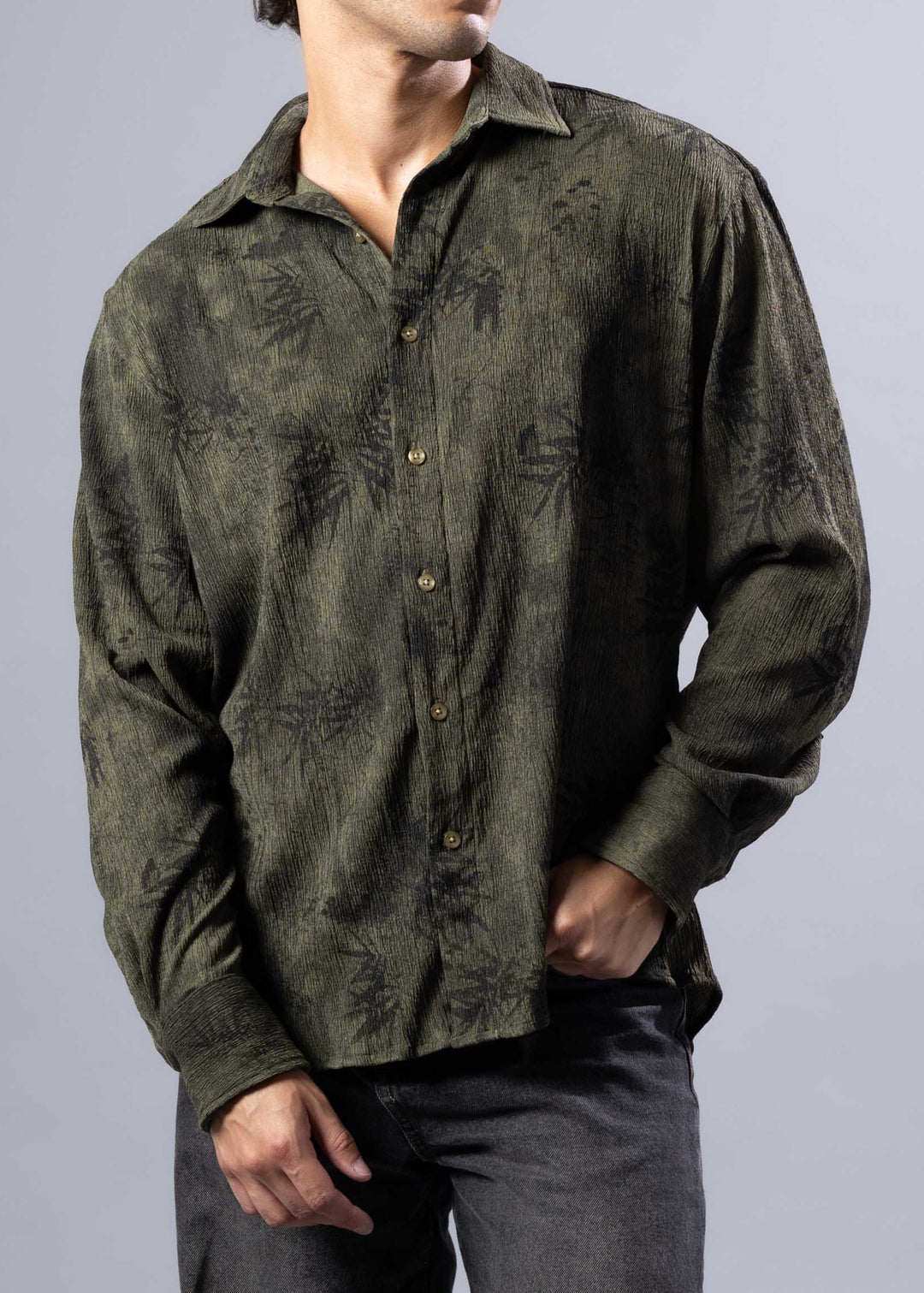 Palm Print Long Sleeve Shirt – Relaxed Fit