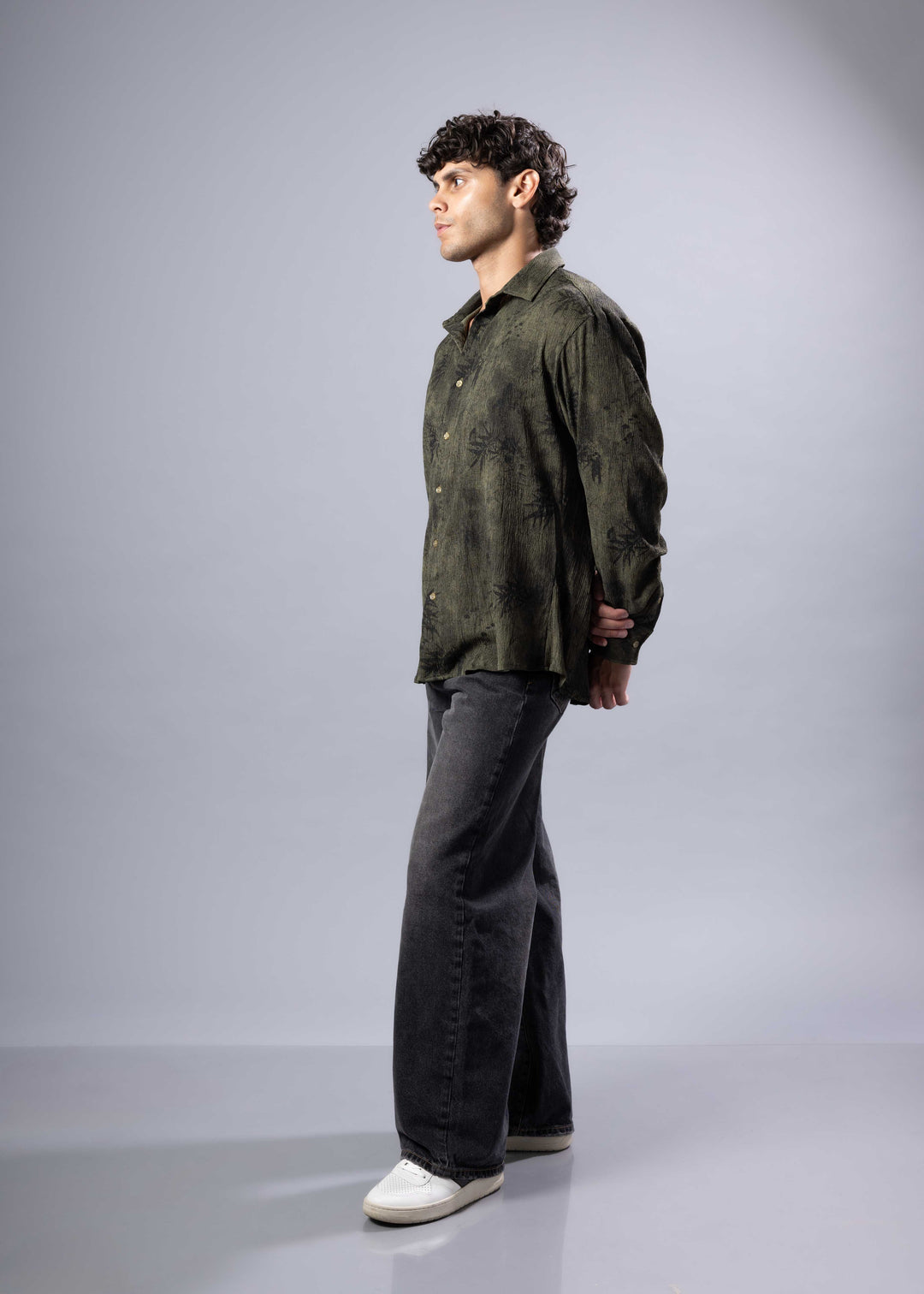 Palm Print Long Sleeve Shirt – Relaxed Fit