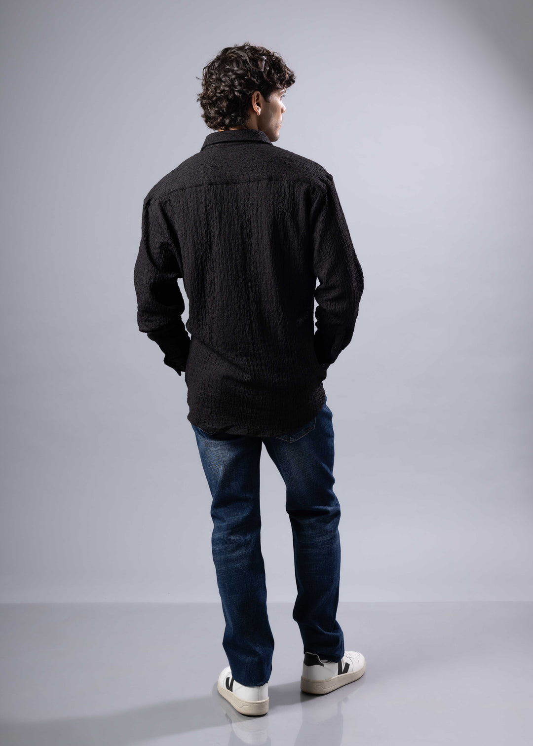 Textured Long Sleeve Button-Up Shirt – Casual & Refined