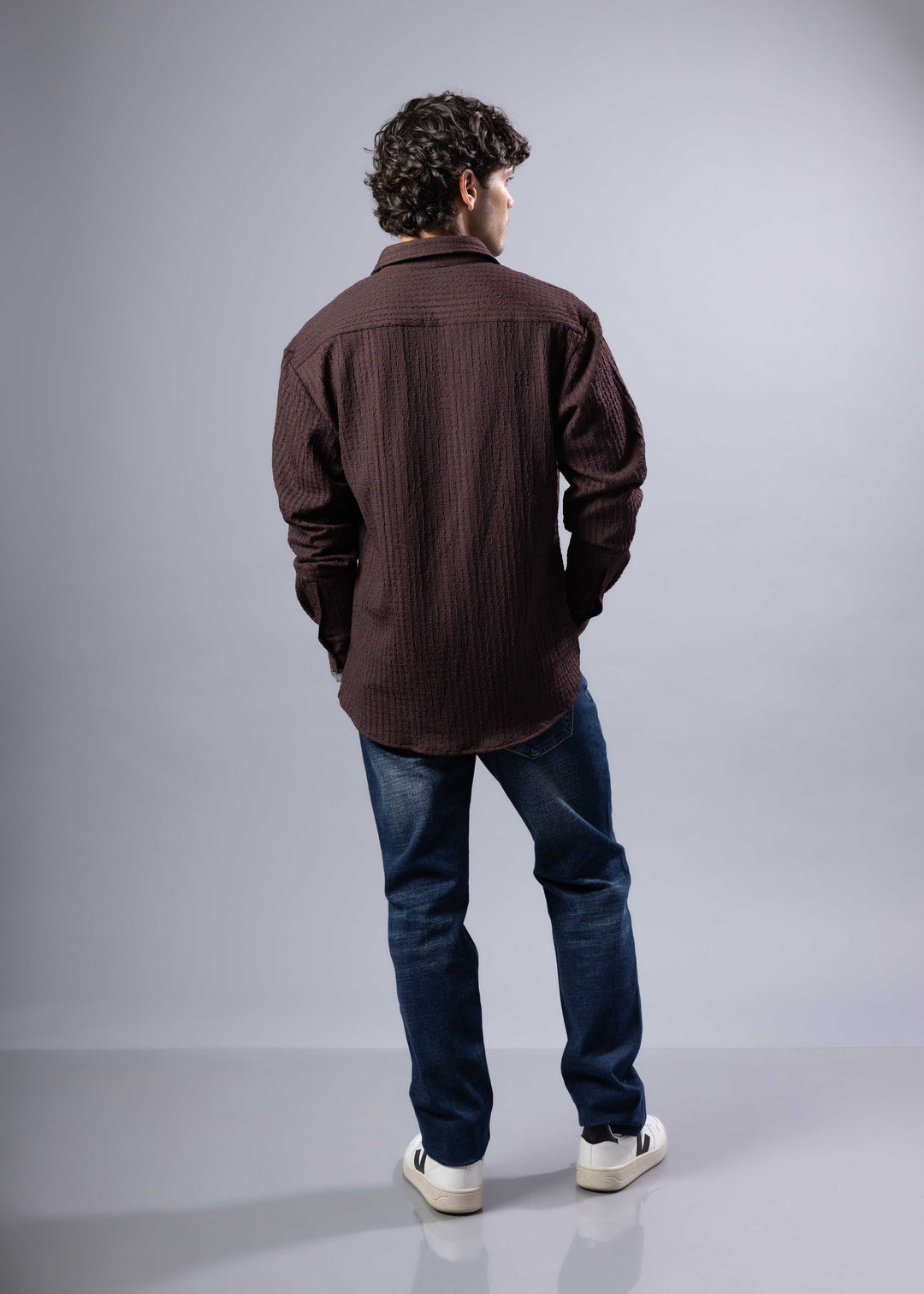 Textured Long Sleeve Button-Up Shirt – Casual & Refined