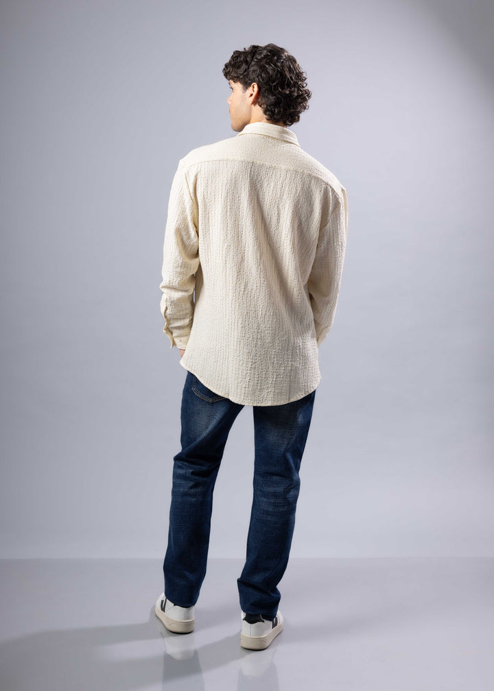 Textured Long Sleeve Button-Up Shirt – Casual & Refined