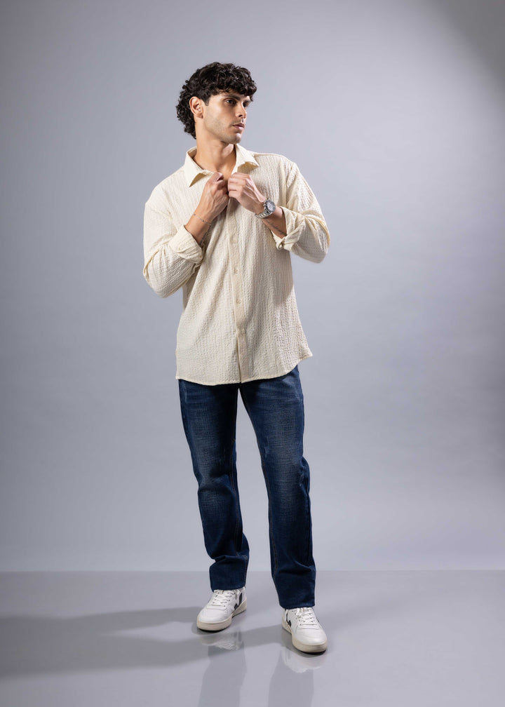 Textured Long Sleeve Button-Up Shirt – Casual & Refined