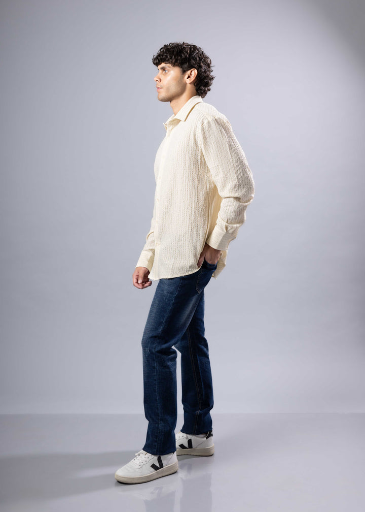 Textured Long Sleeve Button-Up Shirt – Casual & Refined