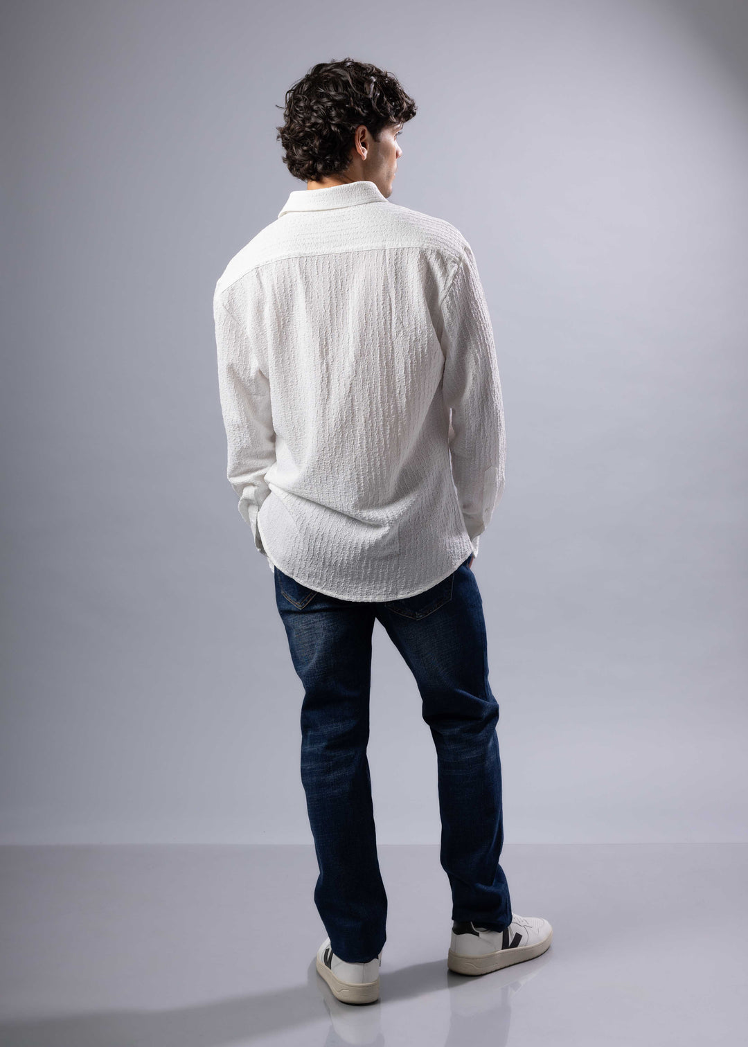 Textured Long Sleeve Button-Up Shirt – Casual & Refined