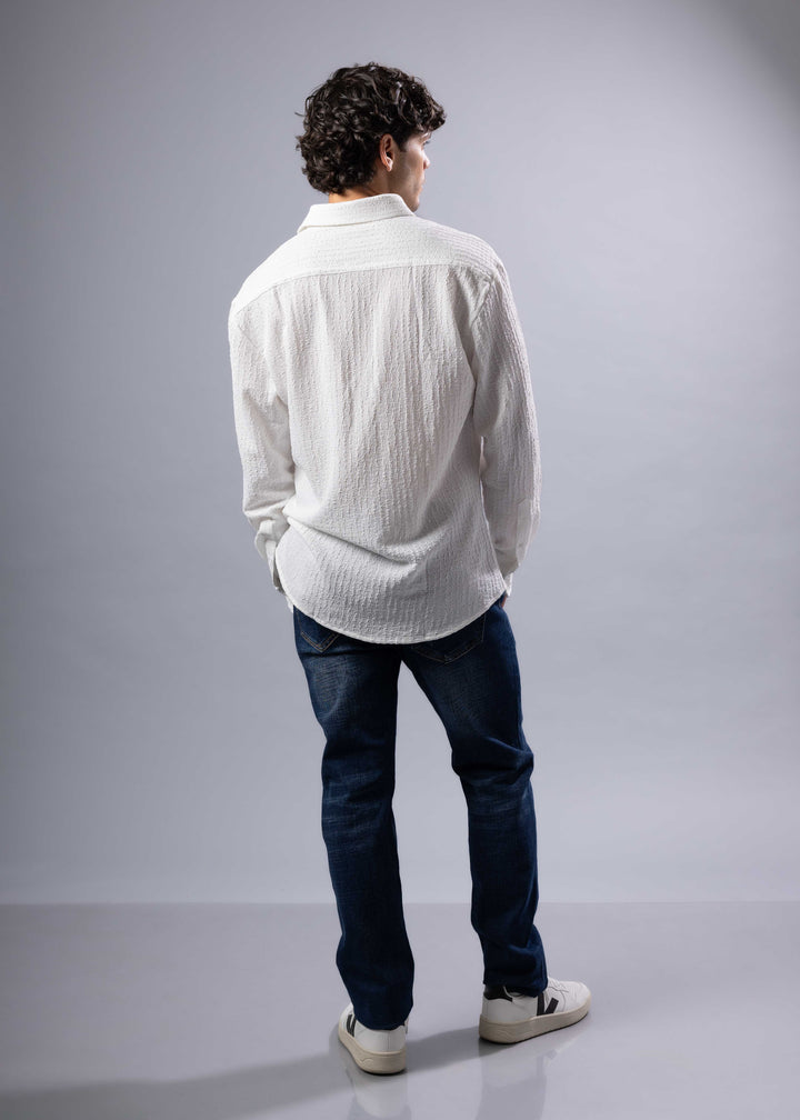 Textured Long Sleeve Button-Up Shirt – Casual & Refined