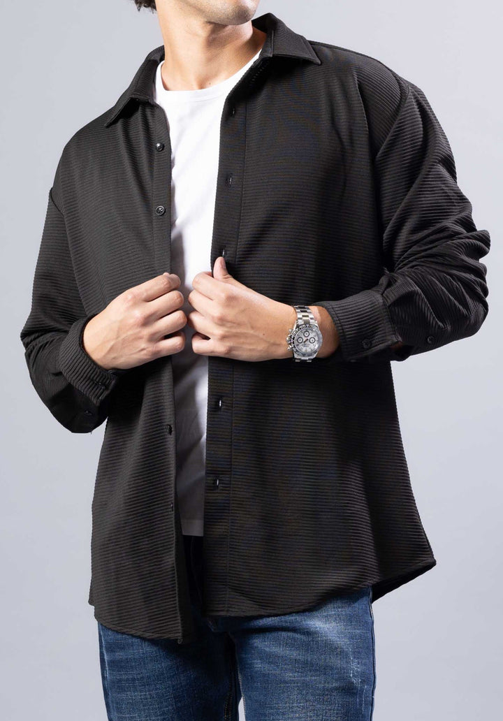 Modern Fit Textured Long Sleeve Button-Up Shirt