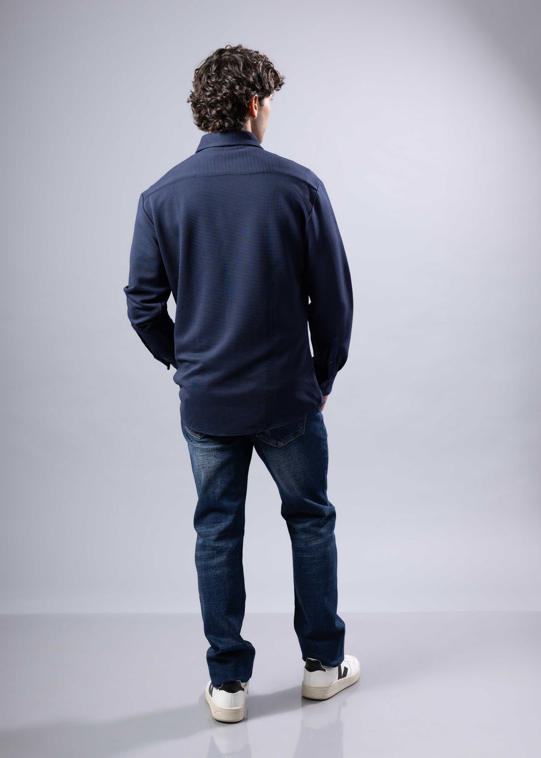 Modern Fit Textured Long Sleeve Button-Up Shirt